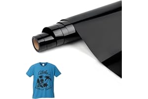 VMUTGA Vinile Termoadesivo Nero, Vinile Adesivo - 30 x 400 cm Vinile Termoadesivo per Tessuti, Vestiti, Berretti, Pantaloni