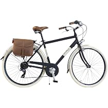 Vélo Citybike Vintage Via Veneto – Cadre Aluminium 46 Ou 50 Cm, Shimano 6 Vitesses, Freins V-Brake, Panier Et Sac Marron Inclus
