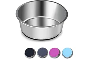 SUOXU Thick Stainless Steel Dog Bowl, Dog Cat Plate Bowls With Non-slip silicone Bases,Puppy Feeding Bowls,Dishwasher Safe Dog Cat Water Bowls and Feeder Bowls（S-14cm）
