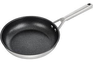 Ninja Foodi Zerostick patelnia ze stali nierdzewnej 30 [C60030EU] powłoka nieprzywierająca, kompatybilna z indukcjami, nadaje się do mycia w zmywarce, srebrna