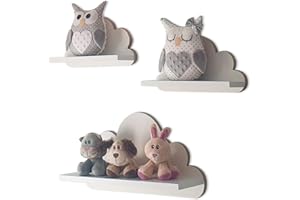 ‎MOLILAND MOLILAND 3er Set Wandregal Kinderzimmer Weiß | Babyzimmer Wolkenregal für Bücher, Spielzeug, Dekoration | Regal Wolke aus Holz | Skandinavischen Stil | Schweberegal Wanddeko Ibiza- Elegance