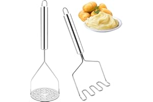 INNAL 2 Pezzi Schiacciapatate Schiacciapatate Acciaio Inox 2 Modelli Schiaccia Patate Manuale Riutilizzabile Schiacciapatate Manuale per Patate, Zucche, Frutta(Argento)