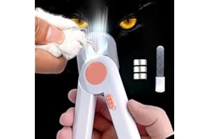 EPROICKS Tondeuse à Ongles Pour Animaux Domestiques Avec Lumière Led, Professionnel Coupe Griffes Animaux De Compagnie Protection Contre Les Éclaboussures, Pour Les Animaux De Petite Et Moyenne (Rose)