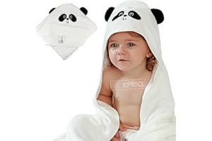 KPRICE - Toalla con capucha para bebe - Toallas Recien Nacido - Gorro de baño 90 x 90 - 100% Fibra de Bambú - Capas Baño Bebe - Albornoz con capucha - Para niños y niñas - Caja (Panda)