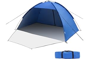WOVOKA Tente de Plage pour 3-4 Personnes, Tente de Plage Anti UV Abris de Plage Tente de Camping de Plage Poids Léger, Facile à Installer et Portable, pour Camping, Pêche, Pique-Nique, Jardin