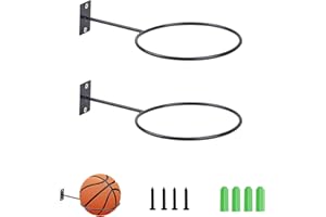 SVUPUE Ball Holder, Mounted Ball Wall, Wall Mount Ball Holder, with 4 Screws and 4 Expansion Tubes, Universal Ball Rack for Basketball Football and Rugby, 2 Pack,Black