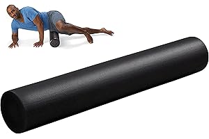 Physioworx EPP Foam Roller 90cm | Firm 15cm x 90cm – Black – High Density Trigger Point Design, Firm Roller for Deep Tissue Muscle Massage, Leg & Body Rolling