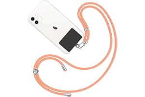 MARARDI Tour de Cou Telephone Portable Cordon Collier Laniere Universel [Orange Clair] Sangle pour Coque de Portable [Patch Noir] Bandouliere Lanyard avec Attache Porte Etui Protection Integrale