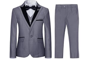 SLIKTAA Garçon Costume 3 Pièces Classique Slim Fit Mariage Bal Tuxedo Veste Pantalon Et Gilet