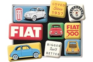 Nostalgic-Art Set di Magneti Vintage, Fiat 500 – Since 1957 – Idea Regalo per Amanti di Auto, Decorazione del Frigorifero, Design nostalgico, 9 Pezzi