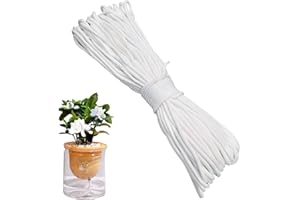 Ksvaye Cuerda de Algodón para Riego Cuerda de Mecha de Automático 30M/98 pies Sistema de Riego Automático Cuerda de Algodón Ajustable para Jardín Maceta Planta Interior Exterior Dispositivo