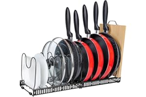 GNCHome Organizador de Sartenes y Ollas,Soporte Sartenes de Tamaño Ajustable, Estante de Sartenes para Almacenar Tapas de Ollas, Platos. Almacenaje cocina - escurridor de platos