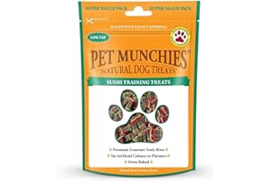 Pet Munchies Sushi Dog Training Treats, Oven Baked Tasty Bites with Natural Real Meat, Low in Fat 150g