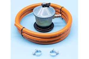 IFONT Kit Recambio Butano | Regulador + Manguera + Abrazaderas | Normativa Europea AENOR (1,5 Metros)