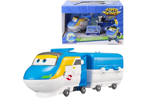 Super Wings - Train Transformable Robot Tony pour Garçons et Filles De 3 4 5 6 7 Ans, Figurines de Train Transformables pour Jeux Préscolaires et Cadeaux d'anniversaire, 5 Pouces.