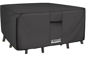 ULTCOVER 600D Pvc Durable Patio Table Cover - 100% Waterproof Outdoor Furniture Covers - Black Square 74"(L) x74(W) Black