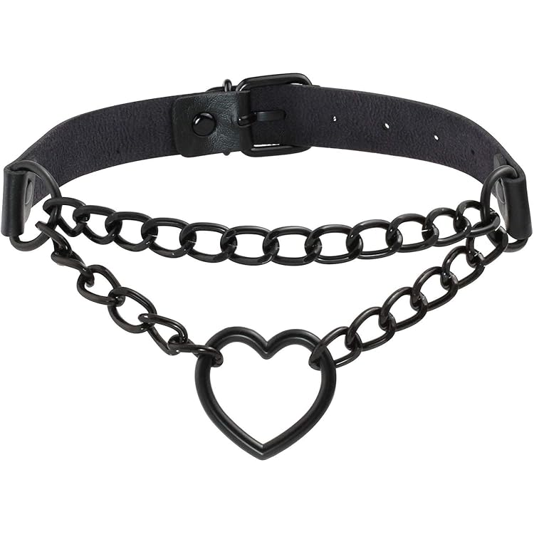 Cupimatch Chokerkettingset, gothic, punk, rock, leren halsband, halsketting, set, strass, halskettingen, set, klederdrachtfluweel, leer, zwart, verstelbare kraag met spikes, klinknagels, cirkel, voor