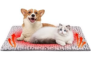 PUTINEI Coperta riscaldante per cani e gatti animali domestici, tappetino termico lavabile, per cuccioli e cuccioli, riscaldante, invernale, per cani, antiscivolo, colore grigio, taglia S 50 x 60 cm