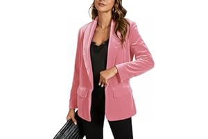 MINTLIMIT Women Casual Velvet Blazers Shawl Lapel Open Front Work Suit Long Sleeve Office Blazer Jacket with Pockets 2025 Fall