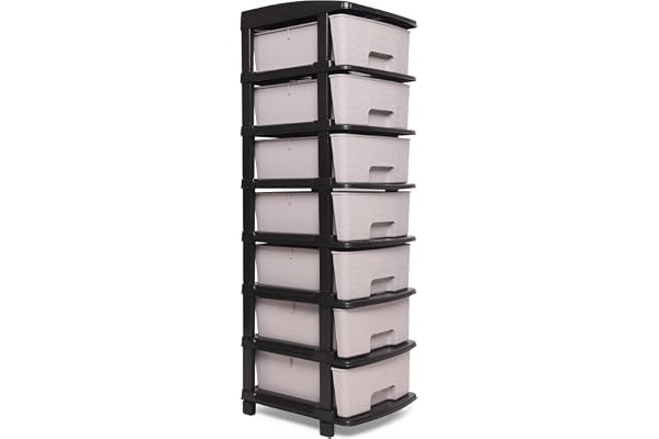 Smarttex Plastic Modular Drawer Storage Chest Of Drawers Organizer Storage Box, Large Stomo Racks For Multipurpose Anti-slip Shoes Organizers (Grey, 7 Layer)