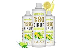 NUTRIFY Vital Fitness Drink 1:80 Sirup 3x 1 L Vorteilsset - Zitrone-Limette, Getränkekonzentrat mit Vitaminen und L-Carnitin zuckerfrei - ergibt 240 Liter Sportgetränk kalorienarm 3er Pack, Lemon-Lime