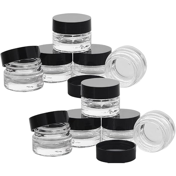Kosmetex Klar-Glas Tiegel 100 Ml – Mit Schwarzem Schraubdeckel, 5 Stück, Für Cremes & Kosmetik