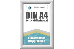 DisplayLager - A4 Weiß Klapprahmen mit 25mm Aluminium Profil, Entspiegelter Schutzscheibe, Befestigungsmaterial