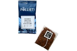 CAFÉS FOLLIET - Infusion Bio - Rooibos - Grenade & Fruits rouges - Sans théine & Sans conservateurs - Confort digestif - Sachets d'origine végétale - 24 Sachets