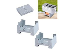Azwood Lot de 2 réchauds portables à combustible solide - Réchaud pliable - Pour le camping, la randonnée, le pique-nique, le barbecue - Format de poche