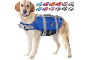 EMUST Life Jackets for Dogs, Adjustable Small/Medium/Large Dog Life Vest for Water Safety, Pet Life Vest with Rescue Handle for Swimming Pool Beach Boating, XL, Royal Blue