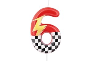 mciskin Red Racing 6 födelsedagsljus, 6:e födelsedagsdekorationer för pojke flicka, rött nummer 6 ljus för tårta, heta teckna