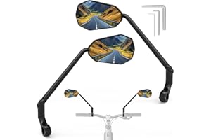 Long Bike Mirror, [HD Large Wide Angle] [1 Pair] Diyife Bicycle Rearview Mirrors, 360°Rotatable Cycle Mirrors for Bike Handlebars 22-25.5mm, Shockproof Rear View Mirror for E-Bike Scooter Motocycle