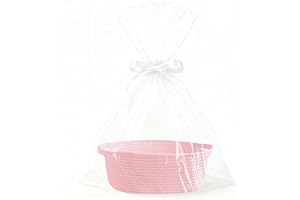 APOMOONS Panier Cadeau Vide à Garnir Tressé avec Sacs Cadeaux et Rubans, Panier Garni A Offrir Panier de Présentation Vide pour Fête Prénatale, Anniversaire, Mariage, Pâques (Rose)