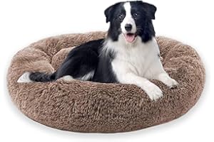 Lohofrnny Pluszowe kosze dla psów, okrągłe łóżko poduszki dla kota, wyjmowana i zmywalna poduszka centralna, wygodna miękka sofa pączek dla kotów i małych psów (70 cm, khaki)