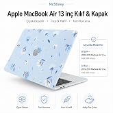 McStorey MacBook Air 13 İn&ccedil; Kılıf Uyumlu A1466 A1369 &Ccedil;i&ccedil;ek Desenli TPU Kapak İnce Hafif Darbe &Ouml;nleyici Mat Y&uuml;zey UV Lazer Bas