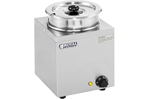 ‎ROYAL CATERING Royal Catering - RCBM-1/4R - Bain Marie Suppenstation mit Ablasshahn Chafing Dish (2,75 L, 1 x 150 W, Inklusive Deckel, 30-110 ° C, beheizbarer Tank)