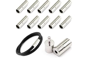 MOAMUN 20 Pièces Embouts De Cordon pour Bijoux Faisant, Pousser Les Fermoirs De Cuir Corde Collier Bracelet Boucle (Argent, 4MM)