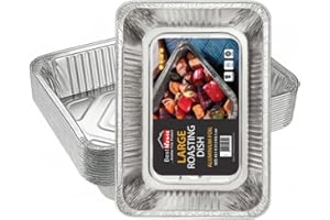 ORION STATIONERY Orion Best House Large Rectangular Aluminium Roasting Foil Baking Trays - Foil Trays Containers for Food Storage, Baking, Roasting (L 43.1 X W 31.3 X H 8.1 cm) (Pack of 5 Trays & 5 LIDS)
