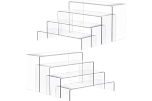 KAHEIGN 8 Pezzi Alzate Grandi in Acrilico, 2 Sets 4 Ripiani Mensola Trasparente per Espositori Supporto da Tavolo per Profumi Cupcake Figure Dessert Cibo Cosmetici Lozione Crema Gioielli