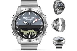 HXHH Plongée sous-Marine Sport Multi-Fonction Militaire Montre Homme avec Baromètre Altimètre Température Boussole 200M Étanche Dual Display All-Steel Business Watch Militaire