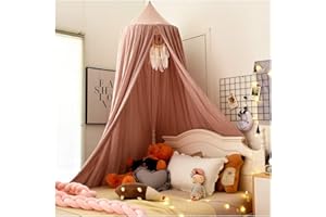 YOUCAI Ciel de Lit Bébé Maison de Jeux Rideaux en Forme de Dôme Moustiquaire Ronde pour Lit Baldaquin Décoratif Pink 3(Hauteur:2.5M)