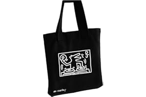 am Keith Haring - Custodia in tela resistente per vinile, libri, shopping e molto altro ancora, ideale per l'uso quotidiano, Nero , L
