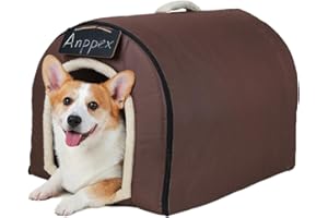 ANPPEX Caseta Perro Interior, Casa Perro Interior, Cama Cueva para Perro 2 en 1, Iglú para Perros, Talla XL para Perro Mediano, Marrón