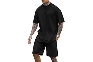 Cooleep Herren T-Shirt und Shorts Set 2 Teiliges Sommer Trainingsanzug Jogginganzug Kurzarm Casual Freizeitanzug Tracksuit für Männer M-3XL