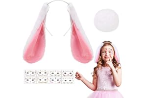 BEIPEGIN 3 Pièces Bandeaux Oreilles de Lapin de Pâques, Oreille de Lapin pour Adultes et Enfants Costume de Pâques Cosplay