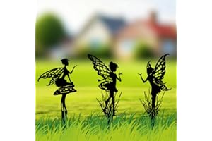 JGZTJXNK Garden Decorative Flower Elves 3 Piece Set, Metal Fairy Tale Statue, Suitable for Yard, Flower Pot, Lawn, Decoration Gift