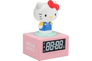 ‎PALADONE Paladone Hello-Kitty-Wecker, Nachtlicht und Musik, digital, offizielles Lizenzprodukt von Sanrio, Schlafzimmerdeko für Kinder, Jugendliche und Erwachsene, Batteriebetrieb, niedliches Kawaii-Geschenk