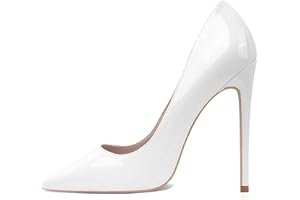 GENSHUO Stiletto High Heels Schwarz, 12CM/4.72IN Damen Pumps Spitz Party Lack High Heels Sexy Basic Schuhe Damen Geschlossen