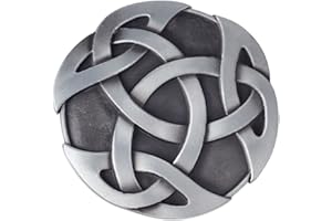 Longcreek Fibbia per cintura celtica per uomini, fibbia per cintura con croce celtica vichinga nordica, fibbia per cintura rotonda con nodo celtico punk, fibbia per cintura da cowboy occidentale