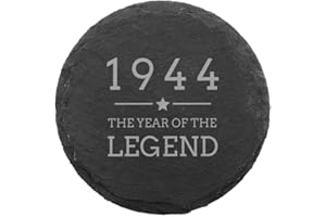 Engraved Natural Slate Coaster - 1944 The Year Of The Legend Coaster Gift | Women and Mens Gift Ideas | 80th Birthday Gifts for Boys and Girls | Thoughtful Keepsake Presents | Dust and Things